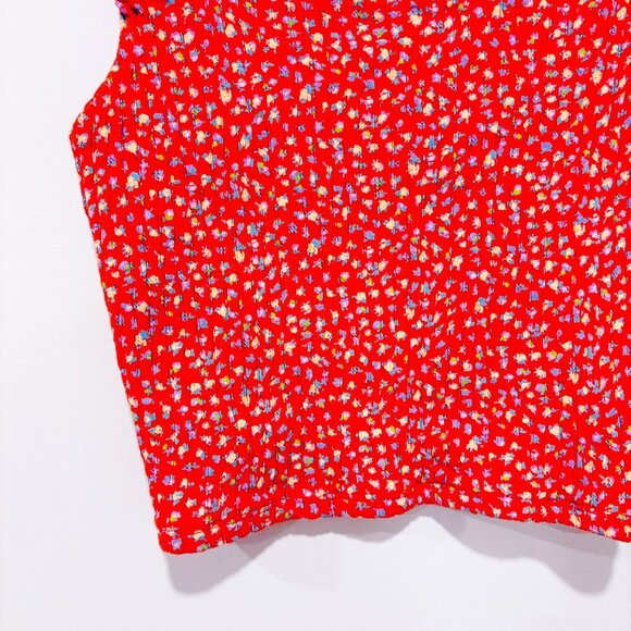 AMERICAN EAGLE – Orange Floral Smocked Crop Tank Top | Cotton Summer | Small * - Picture 3 of 7